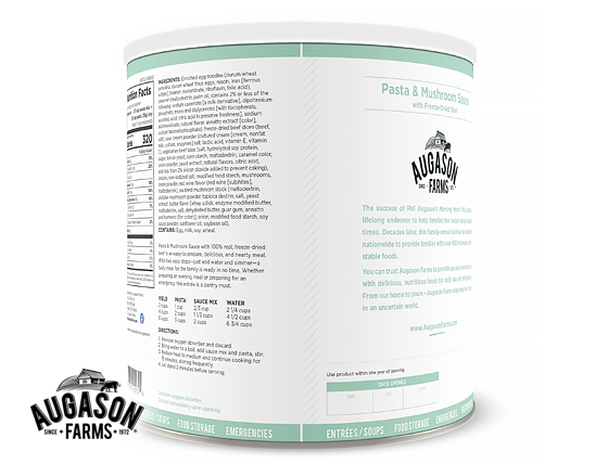Augason Farms: Pasta & Mushroom Sauce with Freeze-Dried Beef Can